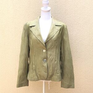 Vintage Vericci Sport green super soft lamb crinkled leather jacket